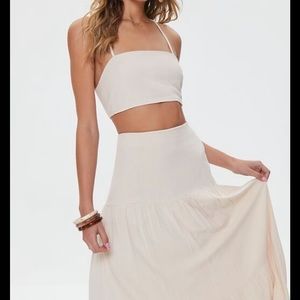 Forever 21 Lace Back Cropped Cami & Skirt Set